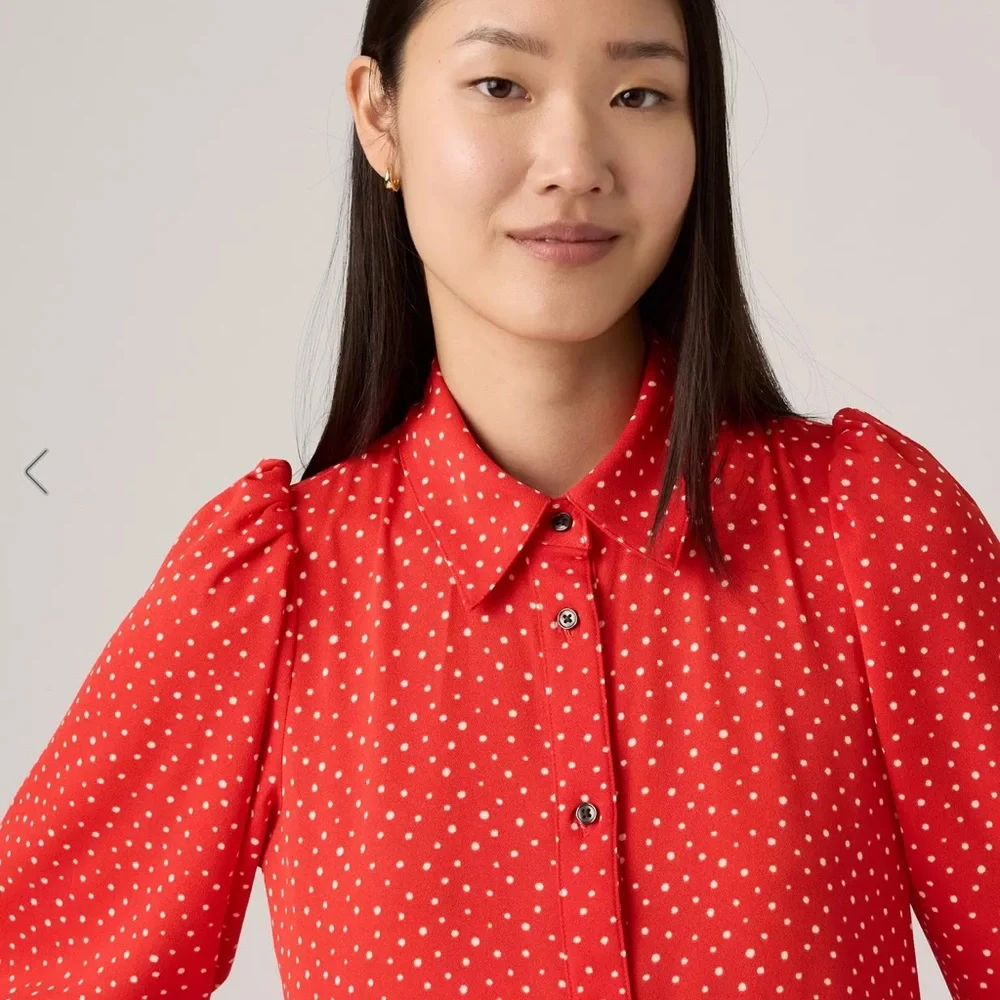 Levi's Red Polka Dot Tiered Midi Dress - Picture 4 of 6